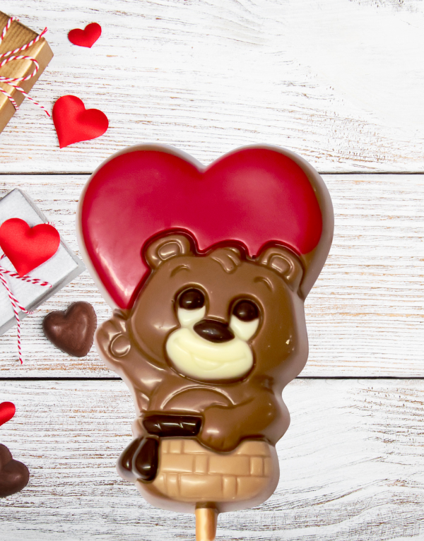Belgian Chocolate Love Bear Arno Lollipop